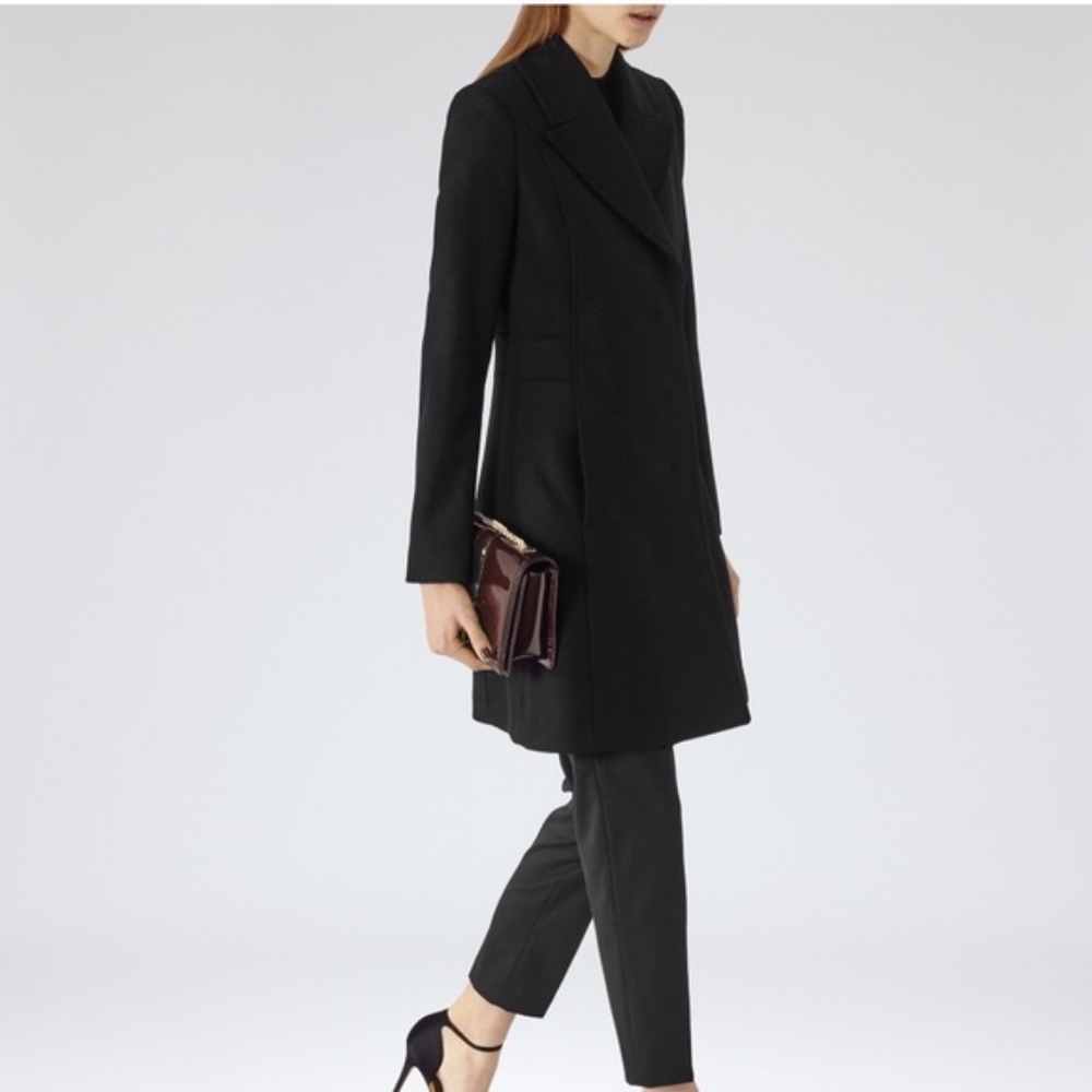 Reiss Sesto Wool-Blend Coat In Black Size Small US 4 UK 8